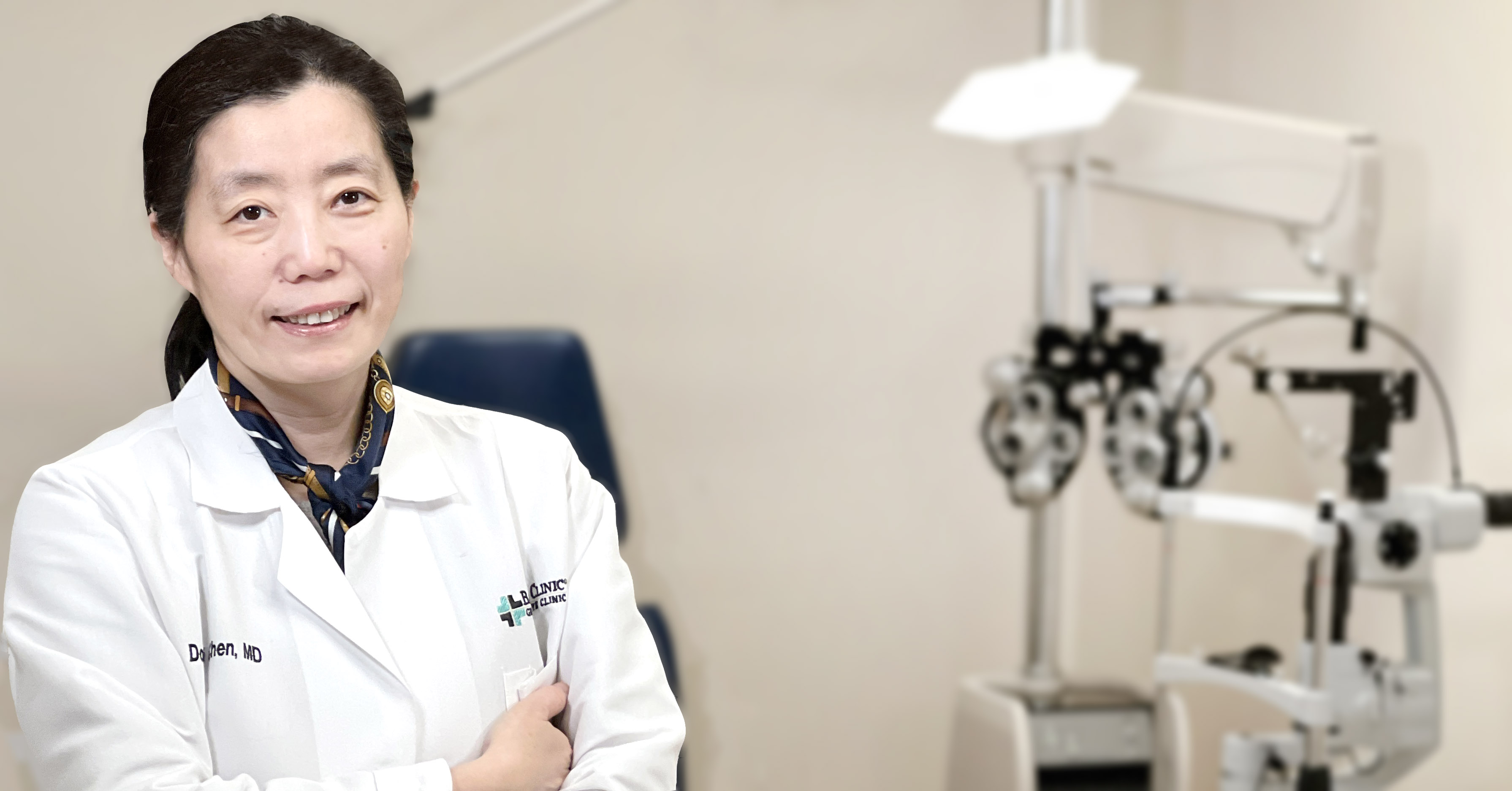 Dr. Chen in eye exam room