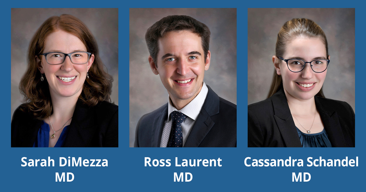 Dr. Sarah DiMezza, Dr. Ross Laurent and Dr. Cassandra Schandel have joined BayCare Clinic Emergency Physicians.