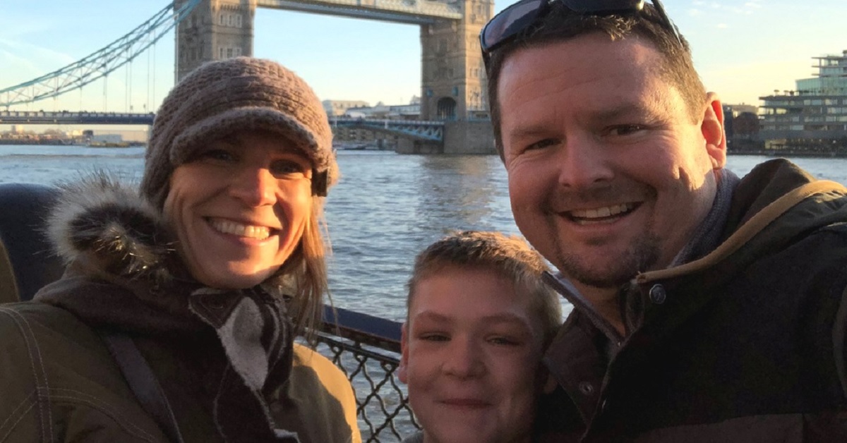 Dr. Joseph Bergmann poses with his wife and son