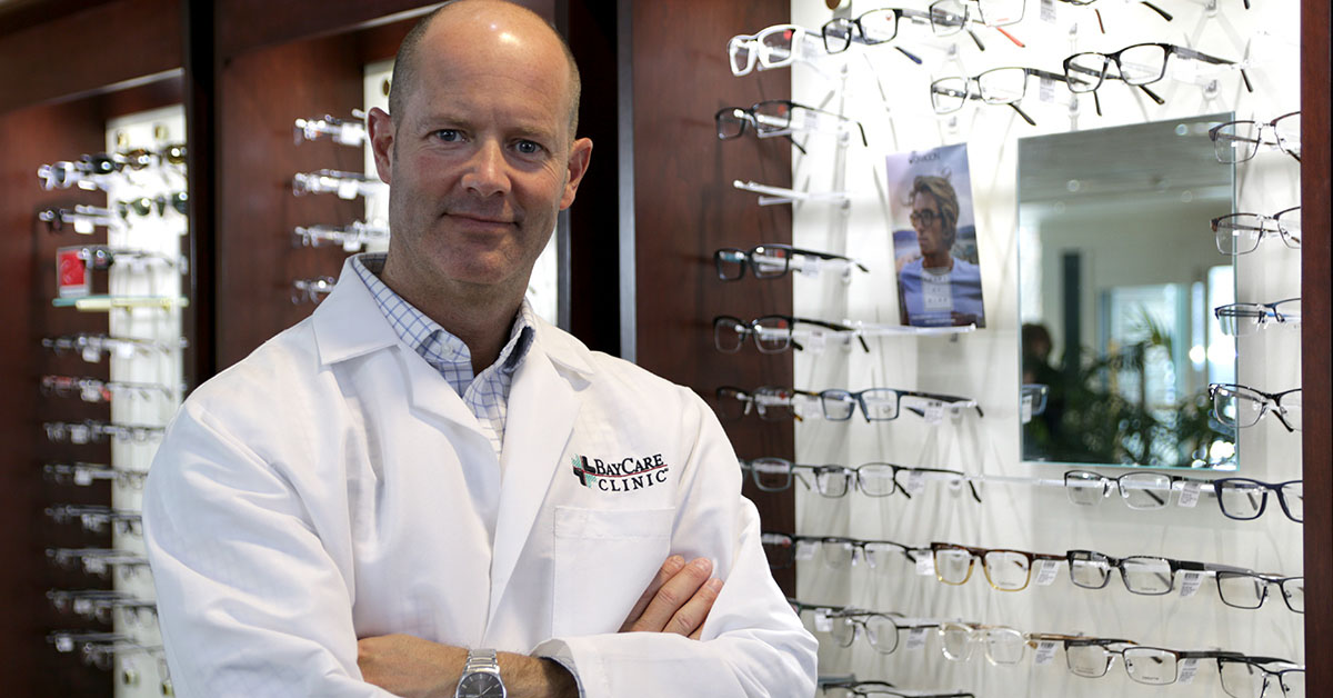 Dr. LaVallie BayCare Eye Specialists poses by eyewear