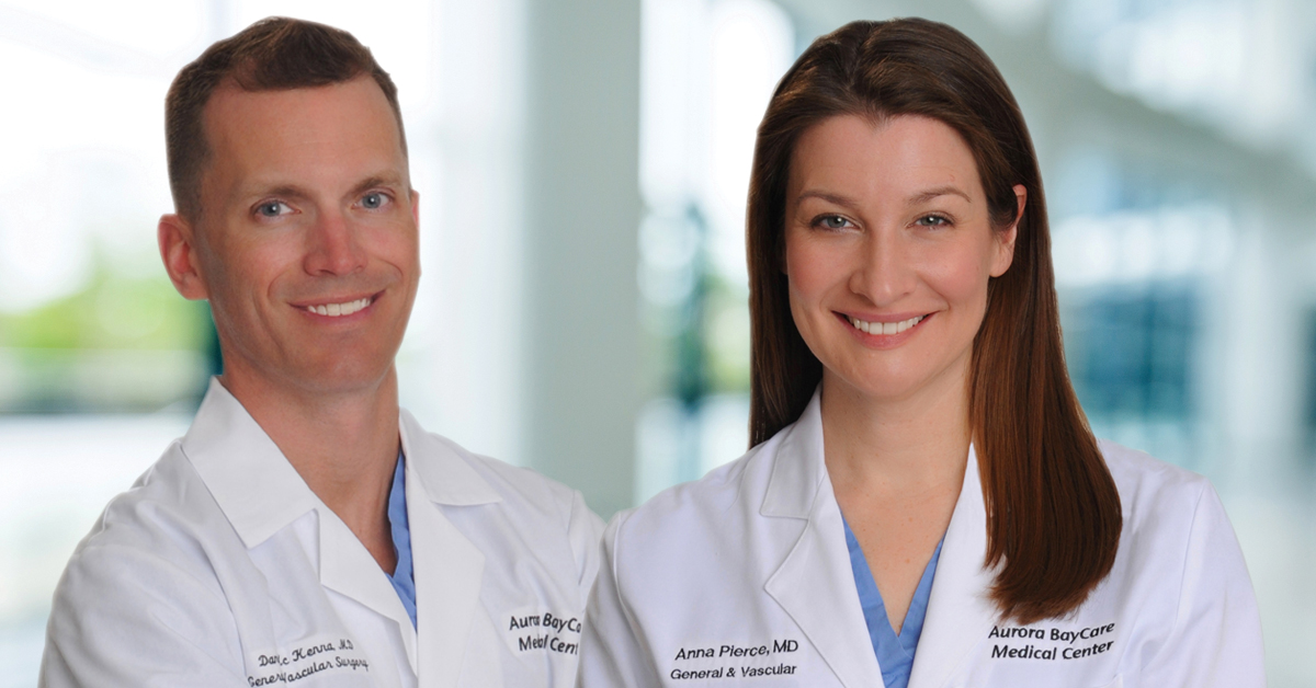 Headshots of Drs. Daniel T. McKenna and Anna Pierce, Aurora BayCare Bariatrics
